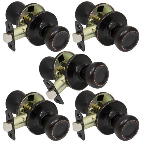 Top Rated 5 Pack Satin Nickel Door Knobs with Removable Plate, Classic Passage Door Knob Hall and Closet Handle Sets, Brushed Nickel Passage Knobs for Interior Keyless Unlocking Doors