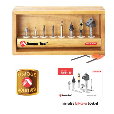 Amana Tool - AMS-130 8-PC Signmaking Starter CNC Router Bit Collection, 1/4 & 1/2" Sh