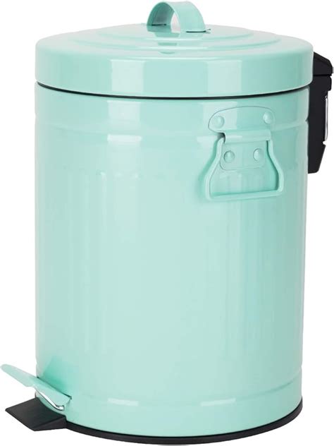 Bathroom Trash Can with Lid,Small Mint Green Waste Basket for Home Bedroom, Retro Step Garbage Can with Soft Close, Vintage Office Trash Can, 5 Liter/ 1.3 Gallon