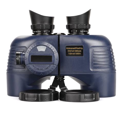 Binoculars with Compass and Rangefinder 10x50 Large Object FMC Lens Clear View BAK4, Marine Binoculars for Adults Fogproof for Navigation Birdwatching Hunting