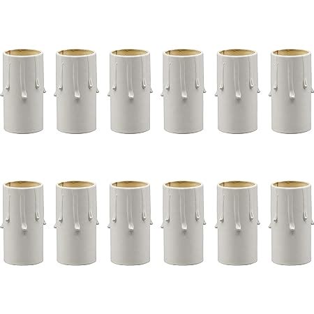 Creative Hobbies 1 3/4 Inch Tall White Plastic Candle Covers Sleeves Chandelier Socket Covers - Pack of 12 - Slip Over E12 Candelabra Base Sockets