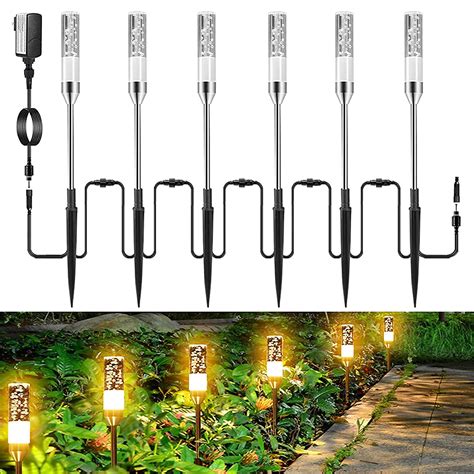 Greenclick Extendable 6 Pack LED Path Lights Super Bright 570 Lumen Garden Lights Warm White 4.8W 12V Landscape Lighting Waterproof Acrylic Bubble Outdoor Pathway Lights for Yard Patio Walkway, 2700K