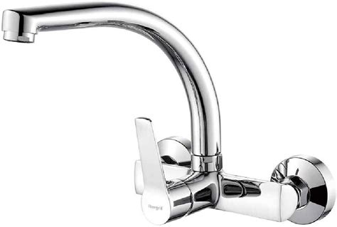 Ibergrif M16326 Arial, Wall Mounted Kitchen Tap, Sink Mixer with 360 ° Swiveling Spout, Chrome, Silver