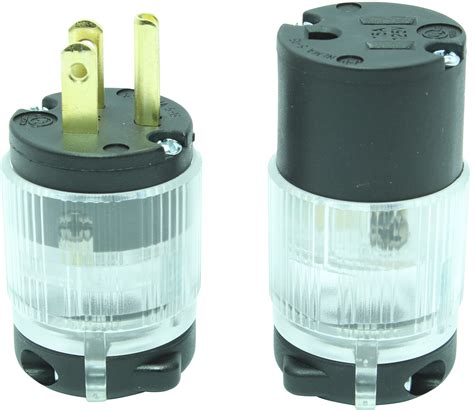 Journeyman-Pro 515PC LIT Lighted Plug & Connector Set 15 Amp 120-125 Volt, NEMA 5-15P + 5-15C, Straight Blade, Male Female Plug Replacement Cord Outlet Connector, Commercial Grade Power Indicator (5)