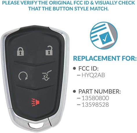 Keyless2Go Replacement for 5 Button Proximity Smart Key Cadillac SRX HYQ2AB 13580800