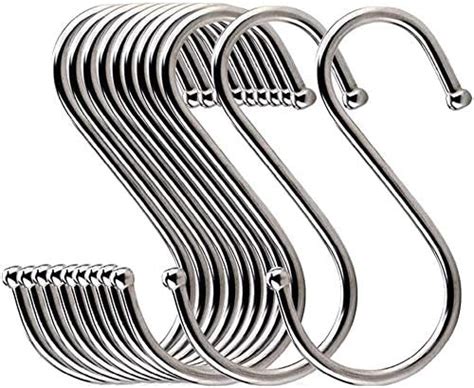 LOYMR 16 Pack 4.7 Inches Extra Large S Shape Hooks Heavy-Duty Metal Hanging Hooks Apply Kitchenware Bathroom Utensils Plants Towels Gardening Multiple uses Tools (Silver)