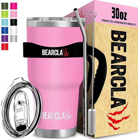 Best Cyber Deals 🔥 MalloMe BEARCLAW Pink Travel Coffee Mug 30 oz Stainless Steel Vacuum Insulated 6-Piece Tumbler Set