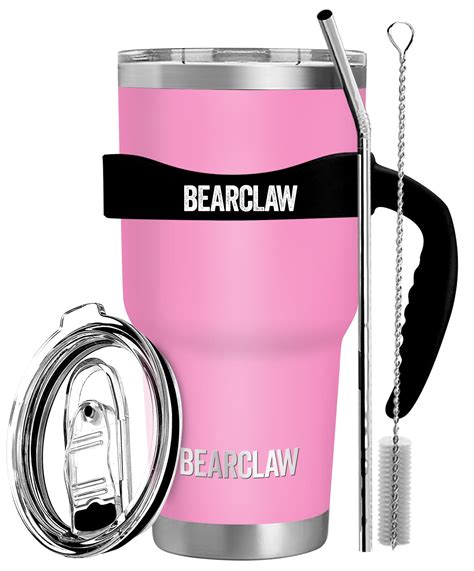 Best Cyber Deals 🔥 MalloMe BEARCLAW Pink Travel Coffee Mug 30 oz Stainless Steel Vacuum Insulated 6-Piece Tumbler Set