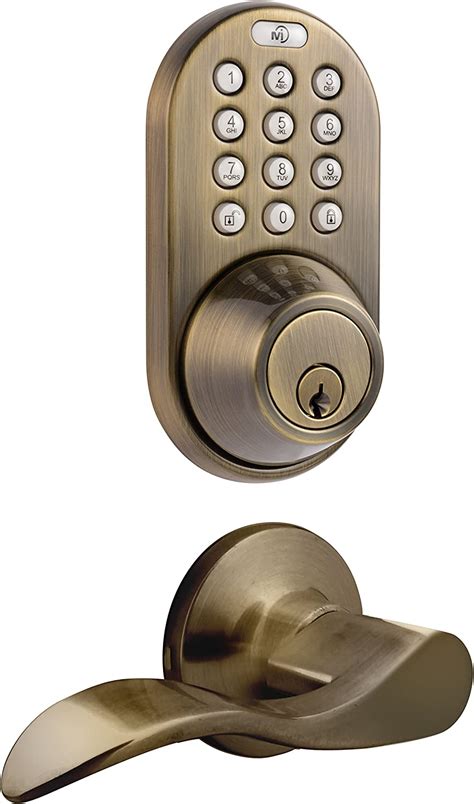 Review MiLocks DFK-02AQ Electronic Touchpad Entry Keyless Deadbolt and Passage Knob Combo, Antique Brass