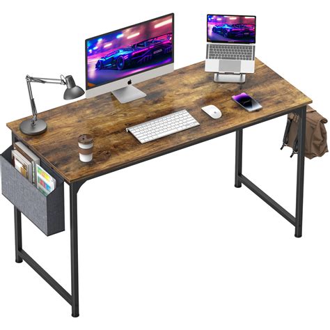 New Product Mr IRONSTONE Computer Desk 47" Home Office Writing Desk, Modern Simple Study Desk, Laptop Table with Storage Bag, Cup Holder and Headphone Hook (Black)