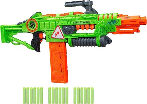 Exclusive Discount 50% Price NERF Revoltinator Zombie Strike Toy Blaster with Motorized Lights Sounds & 18 Official Darts for Kids, Teens, & Adults
