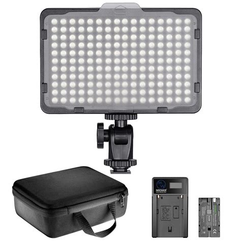 Super Deal Product Neewer Dimmable 176 LED Video Light Lighting Kit: 176 LED Panel 3200-5600K, 2 Pieces Rechargeable Li-ion Battery, USB Charger and Portable Durable Case Compatible with Canon, Nikon, Sony DSLR Cameras