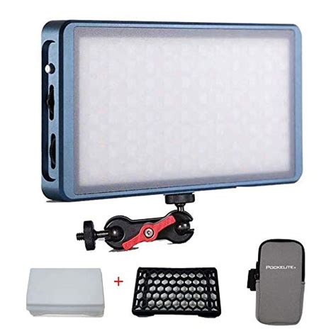 Pafieo F7 RGB LED Video Light + Softbox and Honeycomb Grid Dimmable 2500K-9000K Pocket DSLR Camera Light with 16 Applicable Situation, Adjustable Support System with Built in Battery