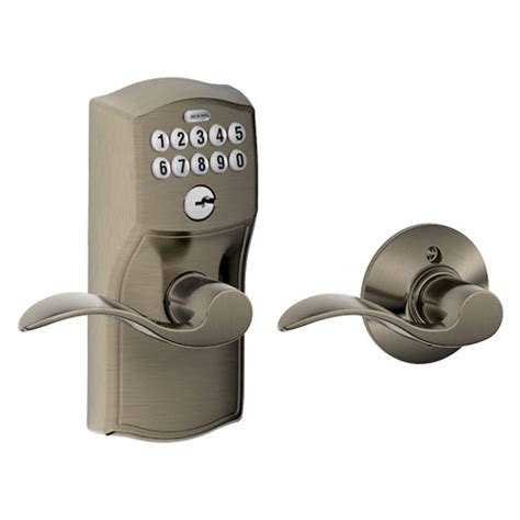 SCHLAGE FE575 CAM 620 ACC Camelot Keypad Entry with Auto-Lock and Accent Levers, Antique Pewter