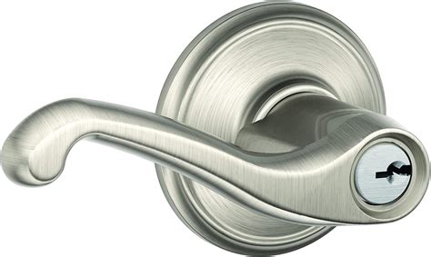 Schlage F51A FLA 505 Flair Lever Keyed Entry Lock, Bright Brass