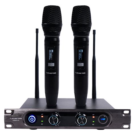 Super Sale Sound Town Metal 40-Channel Rack Mountable UHF Wireless Microphone System with 2 Aluminum Rechargeable Handheld Wireless Mic for Church, Business Meeting, Outdoor Wedding and Karaoke (SWM22-U2HH)