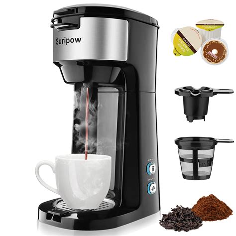 Review Discount Suripow Single Serve Coffee Tea Maker Brewers for K-Cup Pod &Ground Powder,Brew Strength Control with Compact Design, 8 to 14 Oz, Thermal Drip Instant Coffee Capsule Machine, Self Cleaning Function