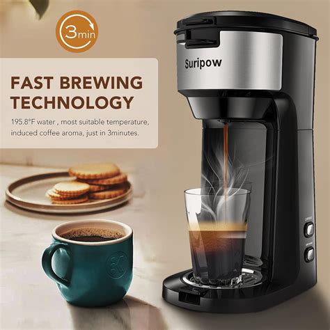 Review Discount Suripow Single Serve Coffee Tea Maker Brewers for K-Cup Pod &Ground Powder,Brew Strength Control with Compact Design, 8 to 14 Oz, Thermal Drip Instant Coffee Capsule Machine, Self Cleaning Function