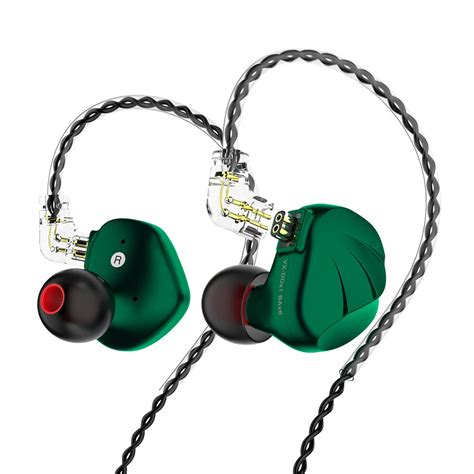 TRN VX Earphones 1DD 6BA Hybrid 6 Balanced Armatures and 10mm Dual-Magnet Dynamic Drivers Headphones Stage Monitor Earbuds for Band Audiophile(No Mic, VX Green)